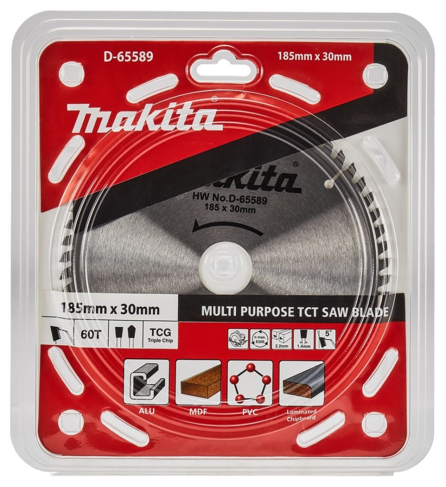 Makita D-65589 Tartozékok Körfűrészlap TCG 185 x 30 x 2,2 mm T60