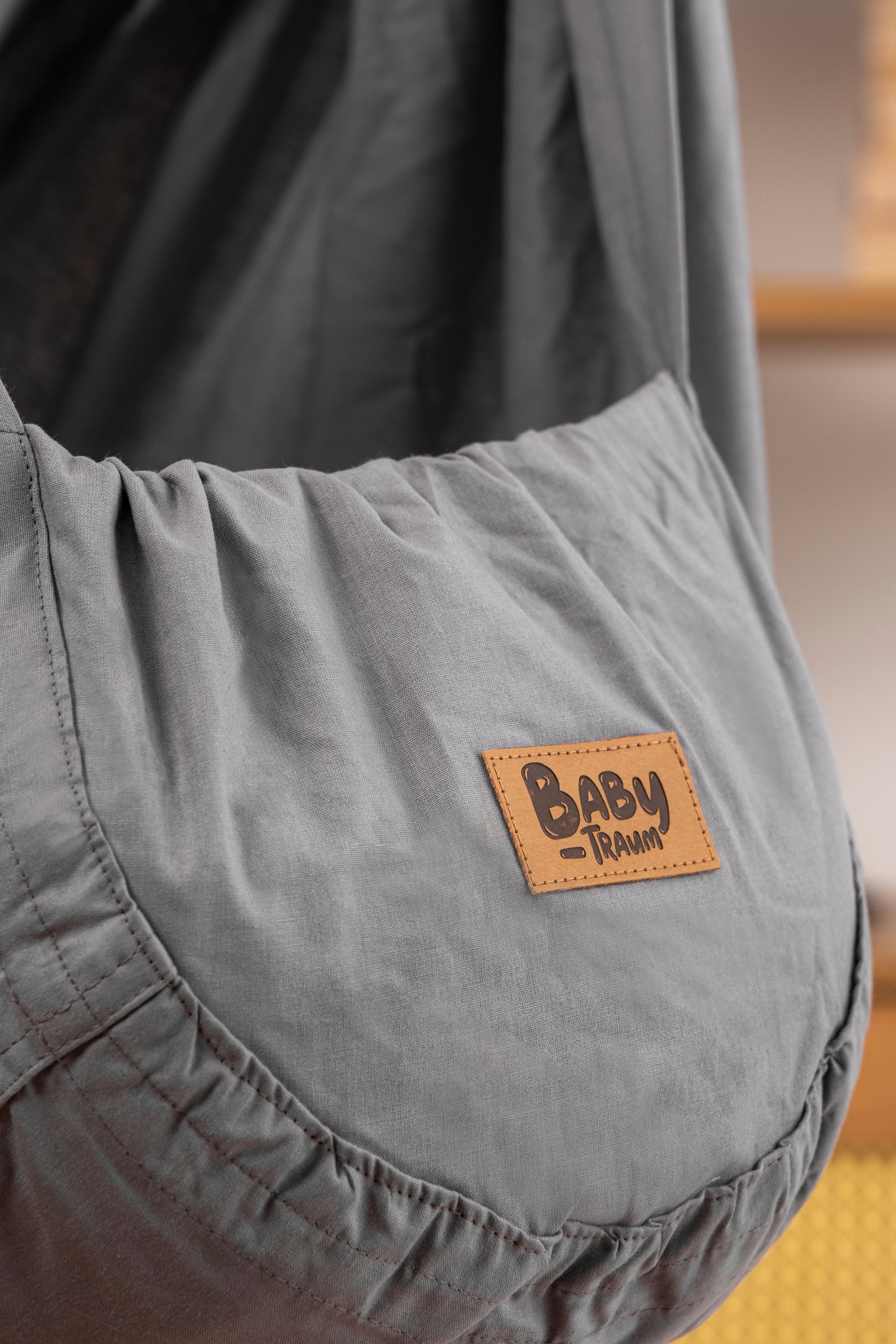 Teppich-Traum Federwippe Federwiege für Babys inkl. Hängematte & Feder, pflegeleicht, anthrazit