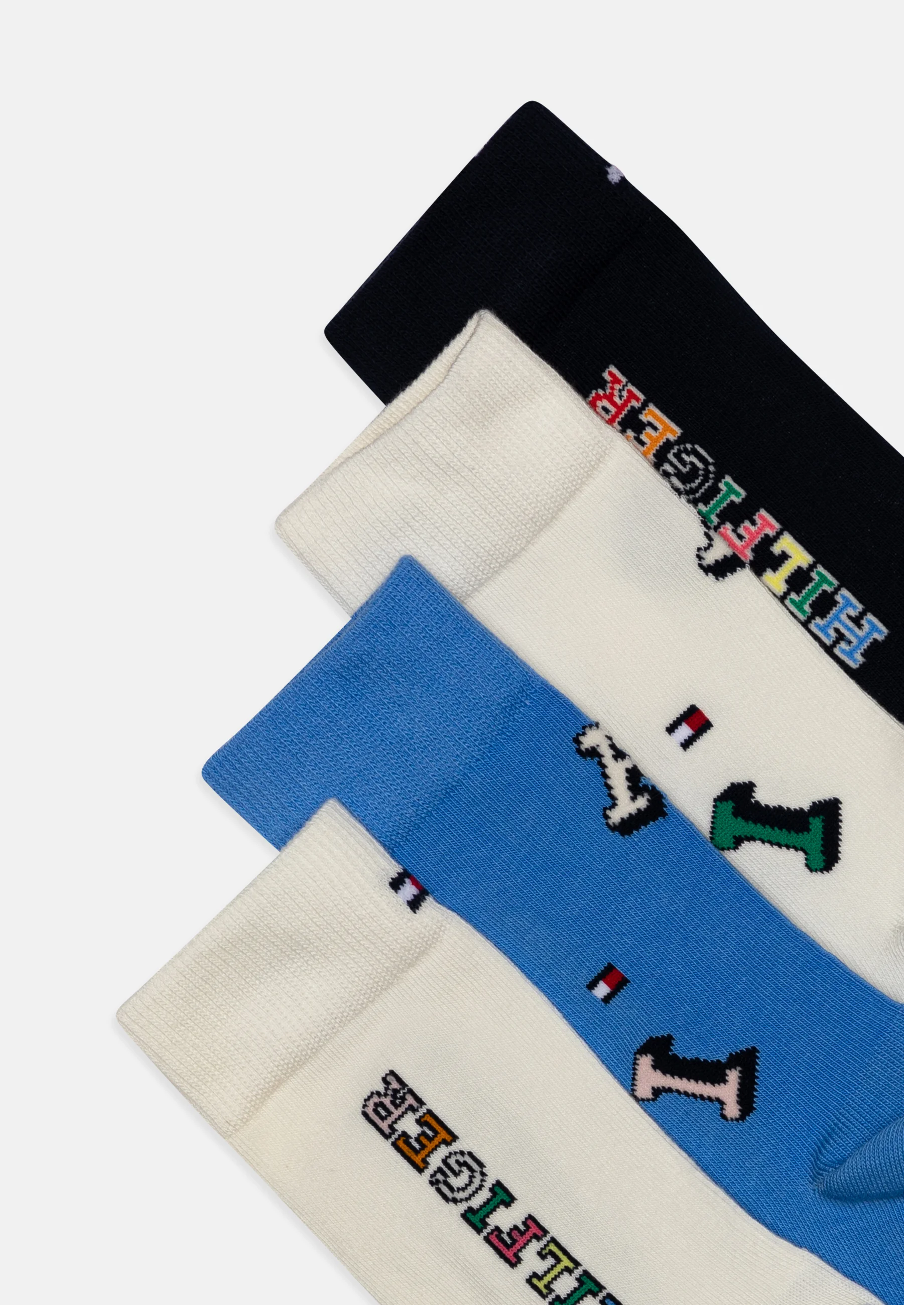 Calcetines unisex Tommy Hilfiger con letras para niños (paquete de 4)