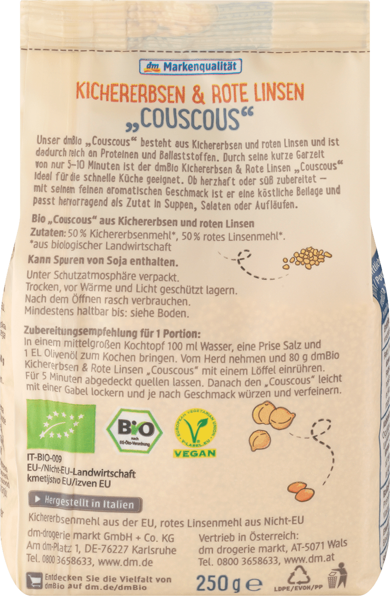 Couscous, Kichererbsen & roten Linsen, 250 g