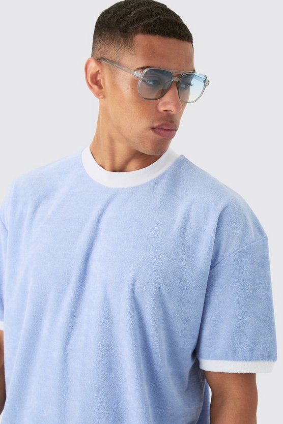 Oversize Kontrast Frottee T-Shirt & Shorts