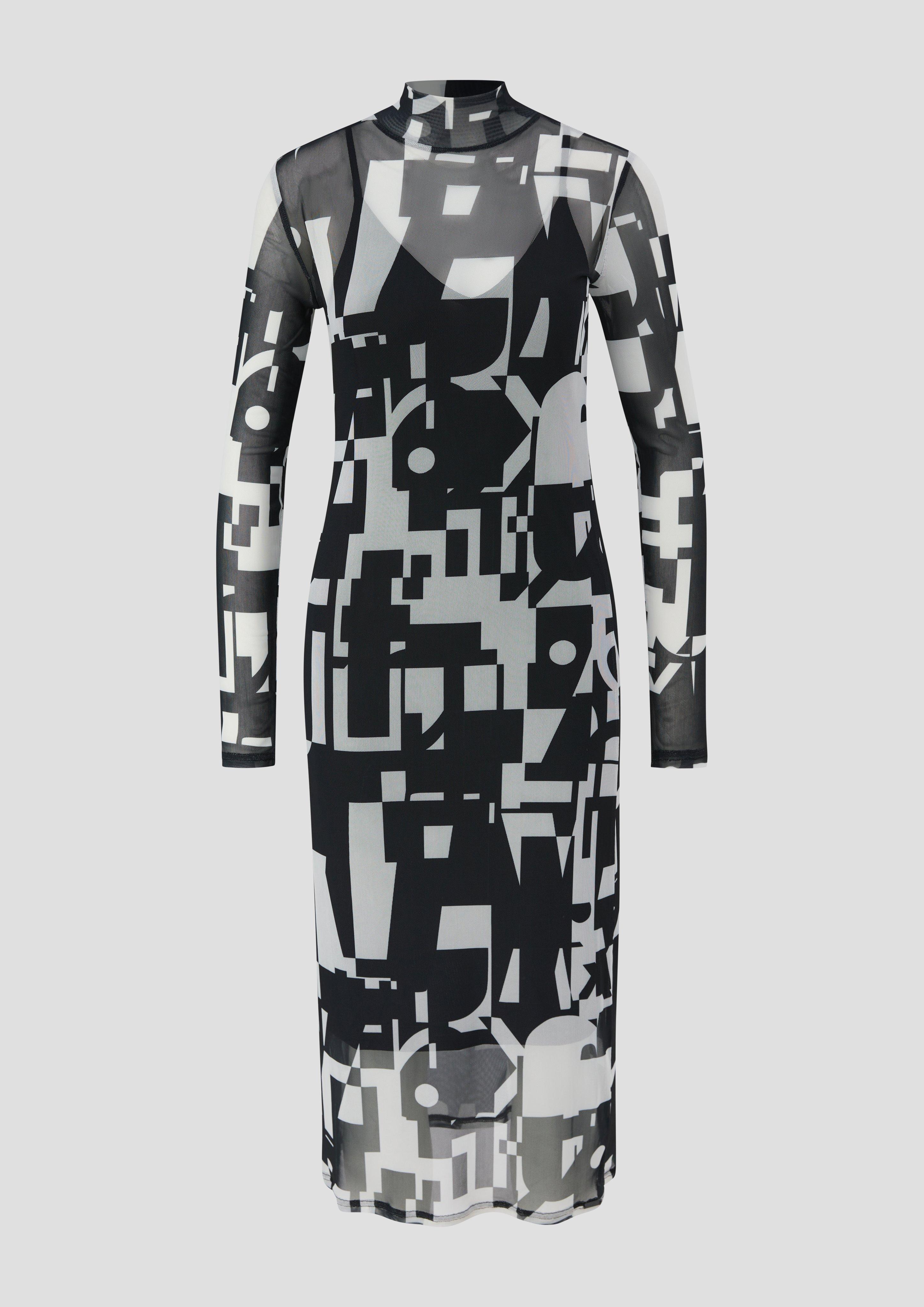 Midikleid mit All-over-Print aus Mesh  2140627-99A2
