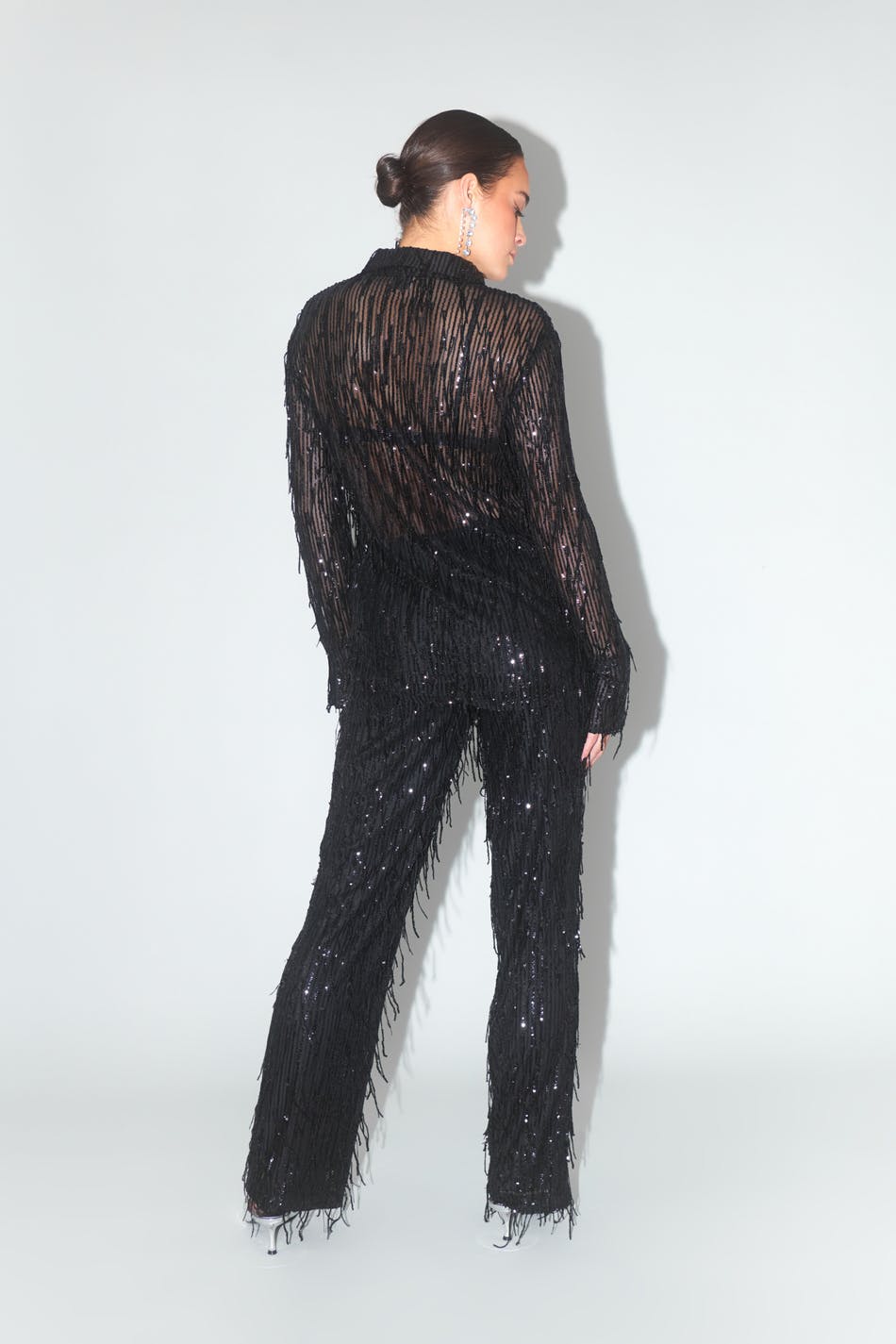 Fringe sequin trousers