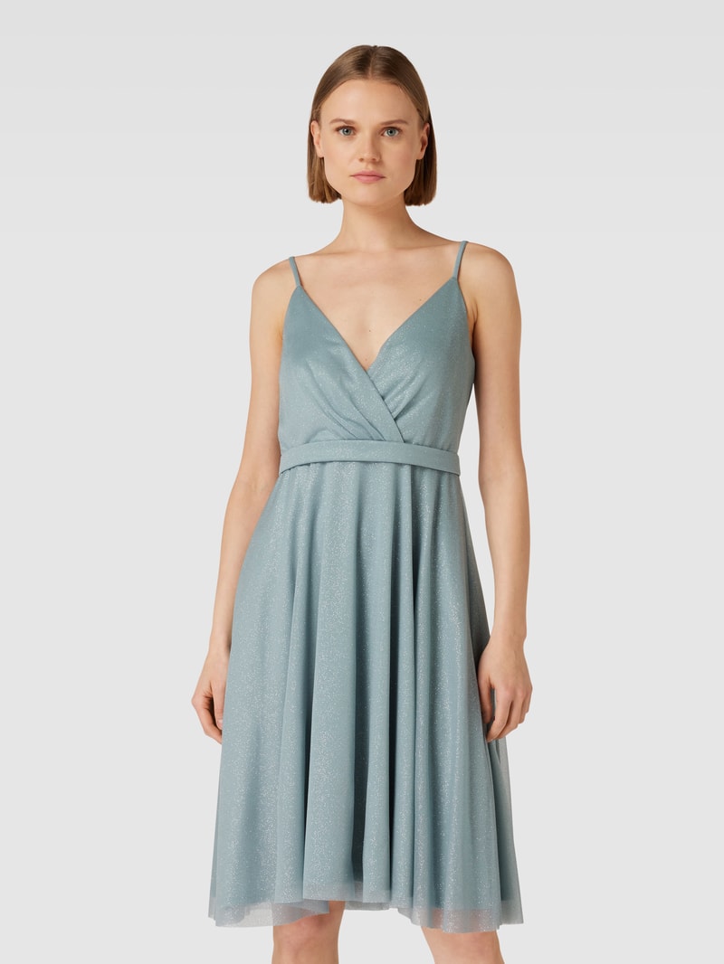 Cocktailkleid mit Effektgarn in schilf