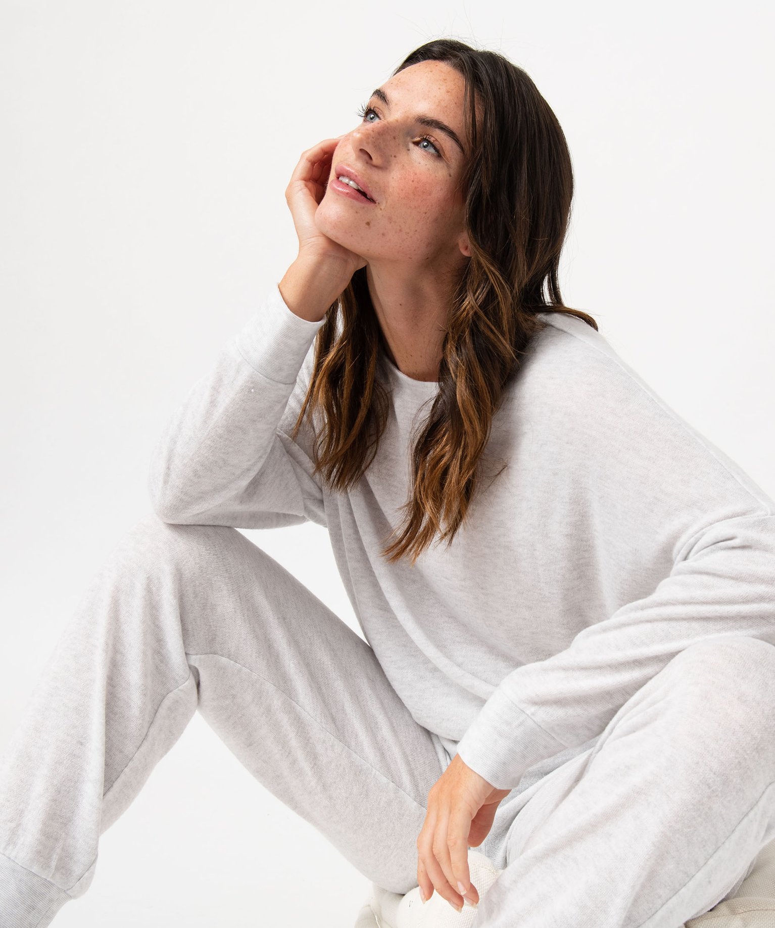 Haut de pyjama à manches chauve-souris femme gris clair | GEMO