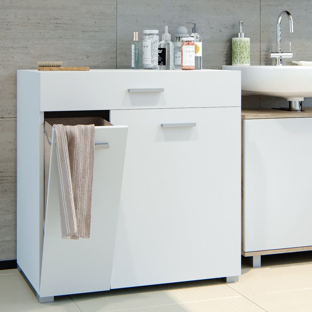 Vicco Wäscheschrank Wäschekorb Badschrank MATTEO XL 2xKipptür Weiß