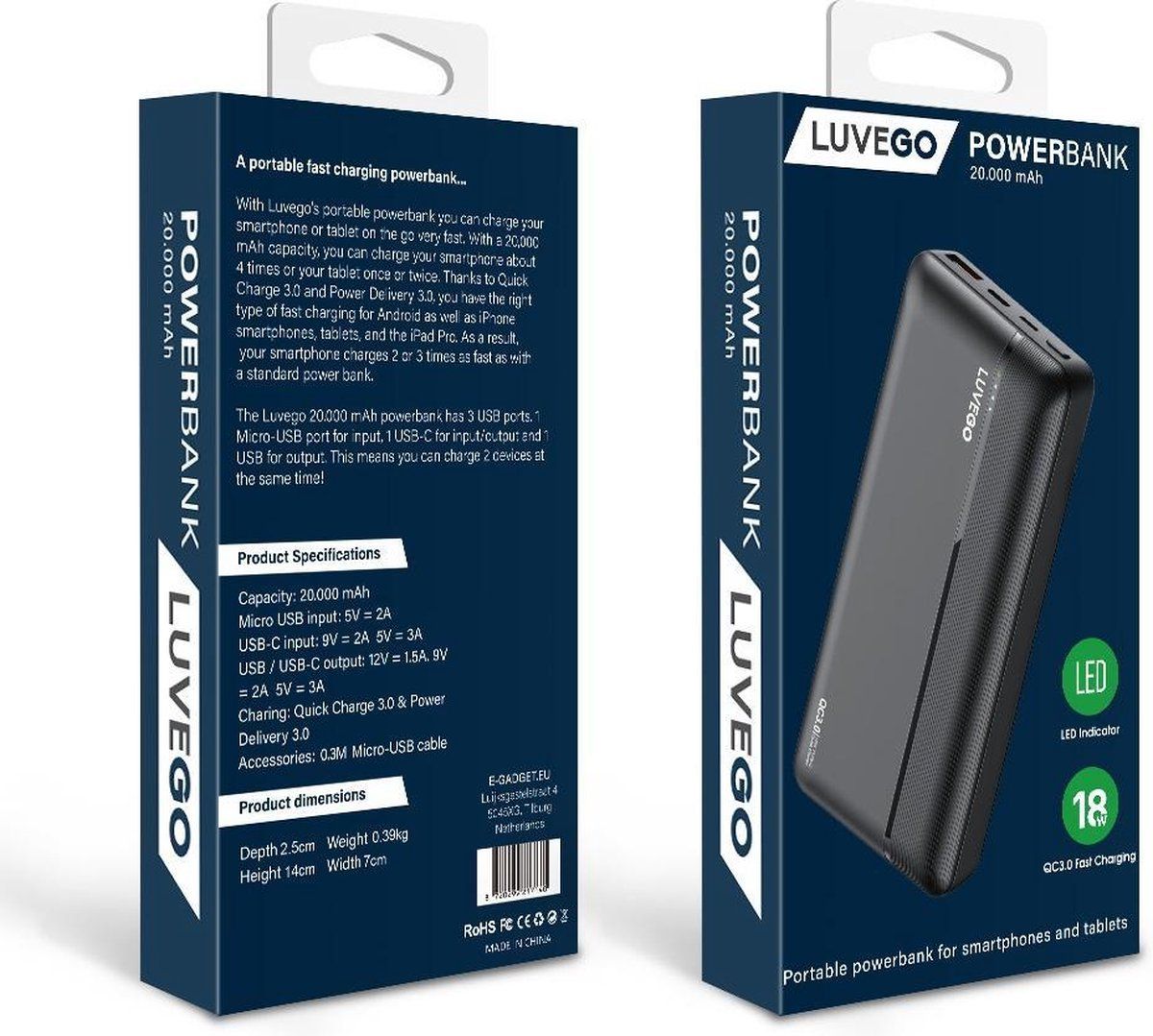 Luvego 20.000 mAh powerbank