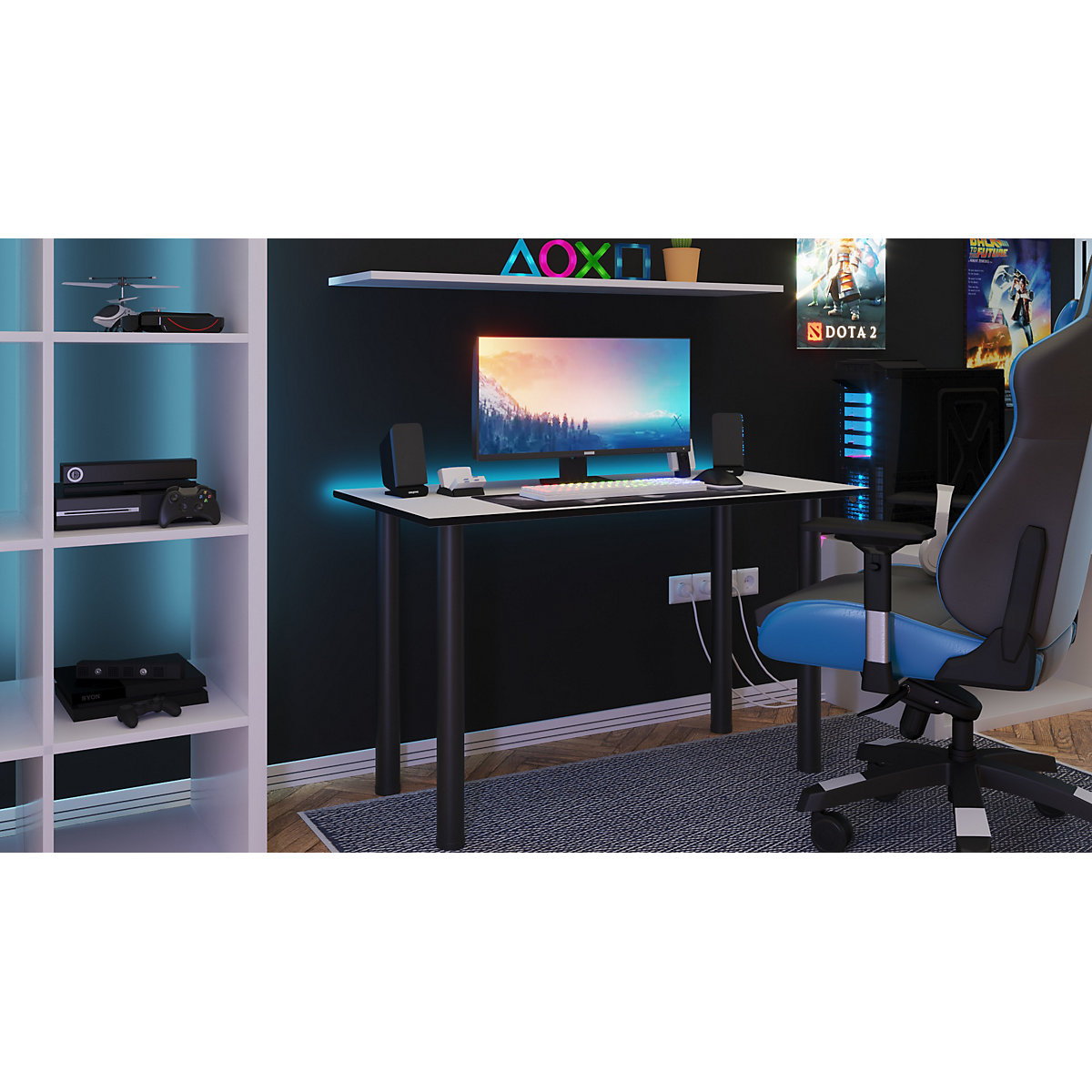 Gaming Schreibtisch mit LED Beleuchtung onesize