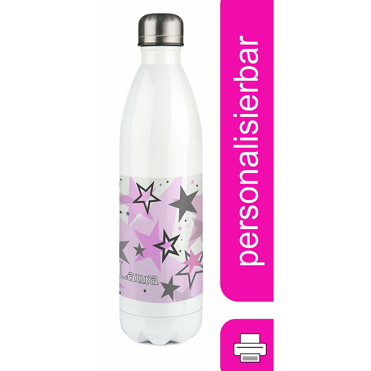 Edelstahl Kinder Thermoflasche / Trinkflasche bunt Sternenhimmel Farbe rosa grau Spülmaschinenfest, Auslaufsicher, Bruchfest, Doppelwandig, Für Heißgetränke geeignet, Mit Deckel, Isoliert