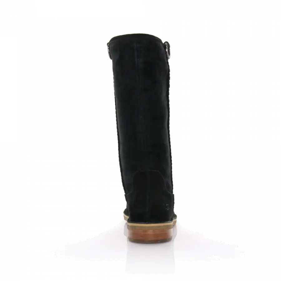 UGG - Stiefel Fell Kalbsleder Veloursleder Logo Ziernaht schwarz - schwarz