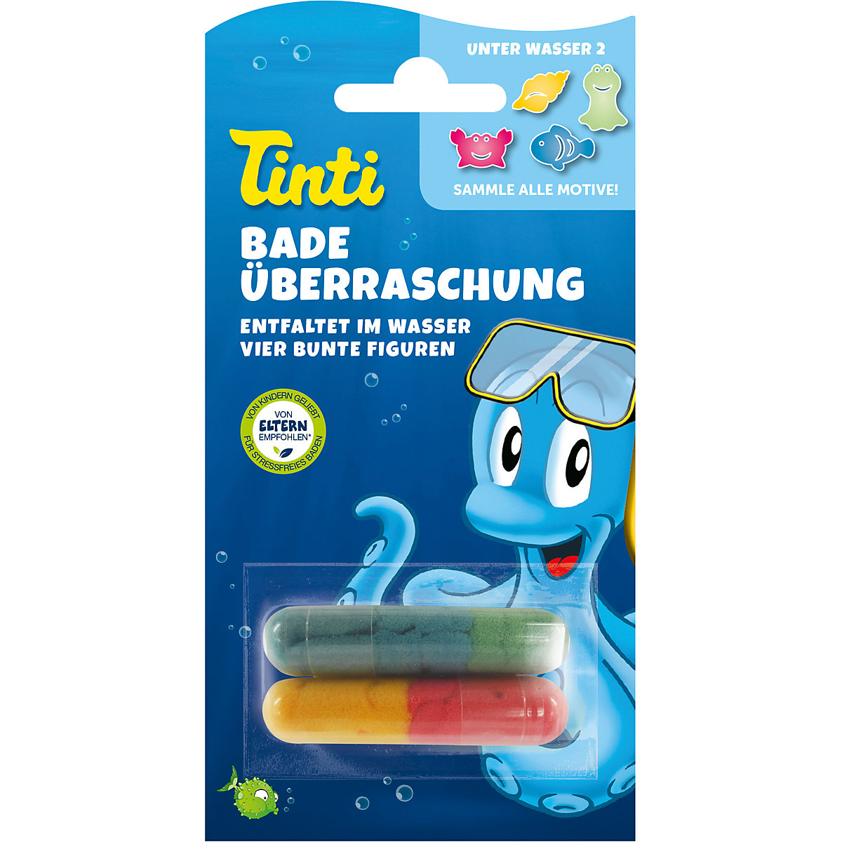 Badeüberraschung, 10er Pack, Badebohnen mit Schwammfiguren