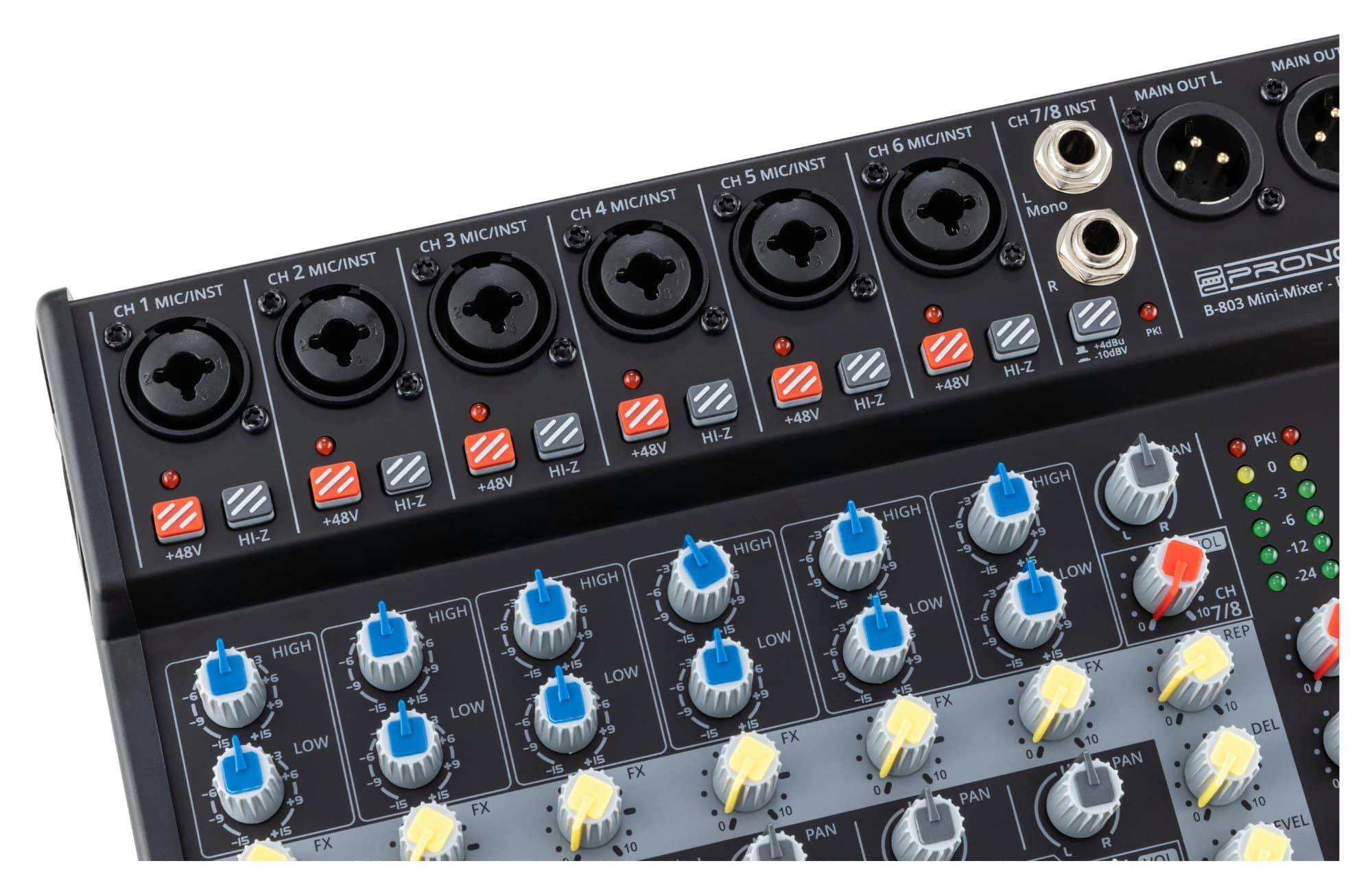 Pronomic Mischpult B-803 8-Kanal Mini-Mixer - Live/Studio DJ Mixer, mit Bluetooth und USB-Recording
