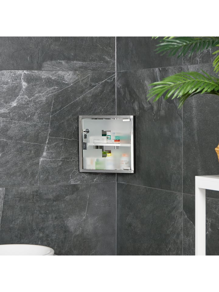 relaxdays Medizinschrank in Silber - (B)30 x (H)30 x (T)17,5 cm günstig kaufen onesize