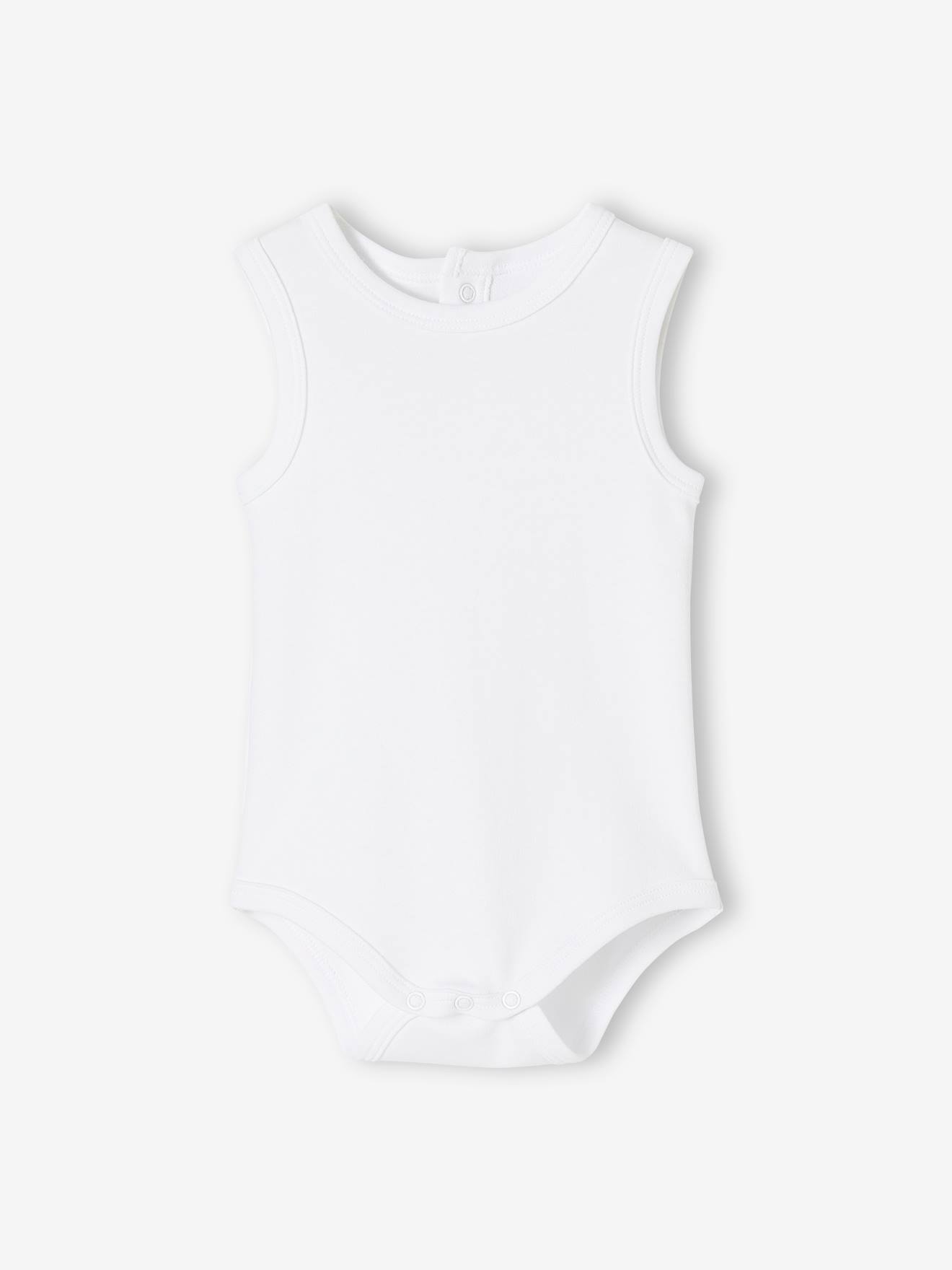 Lot de 5 bodies débardeur bébé en interlock BASICS lot blanc