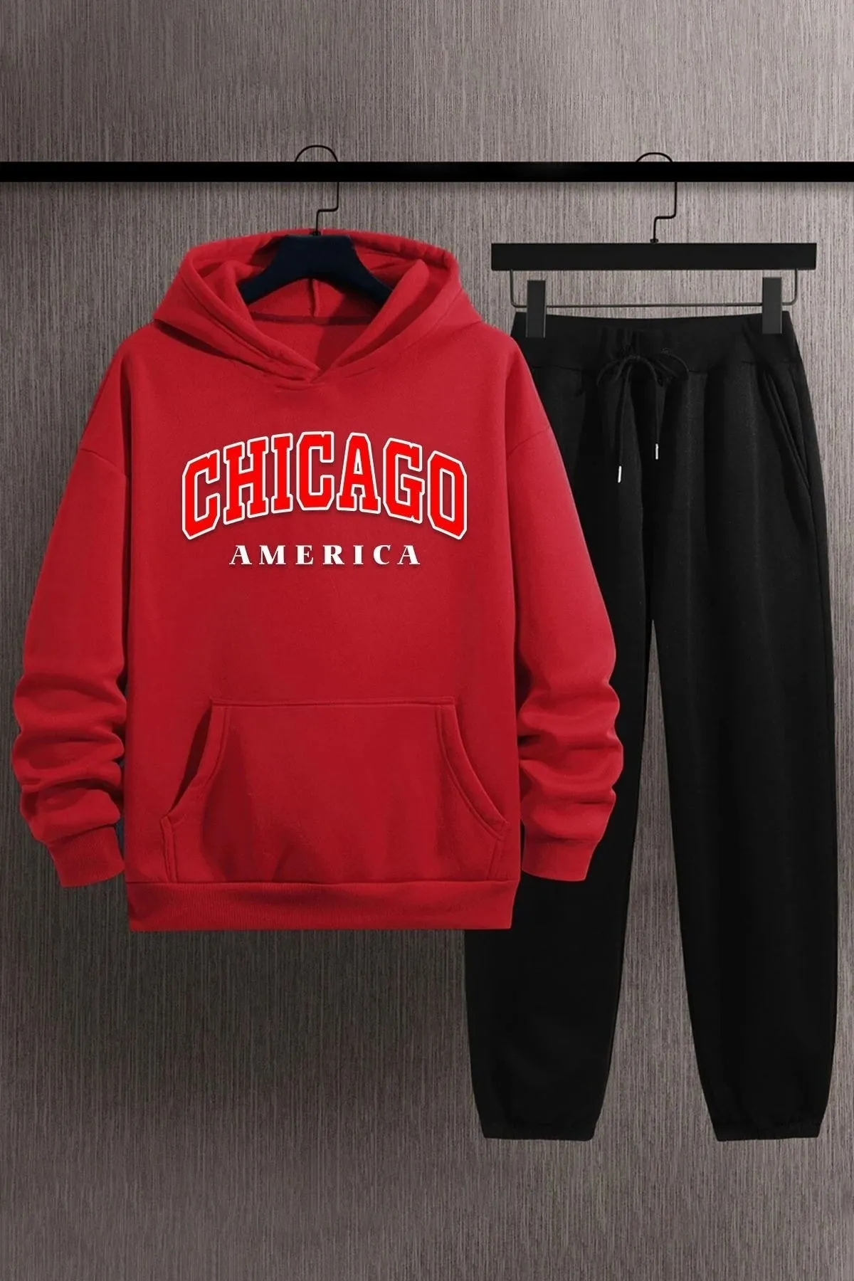 uyguntarz  Bedrucktes Unisex-Trainingsanzug-Set „Chicago“.