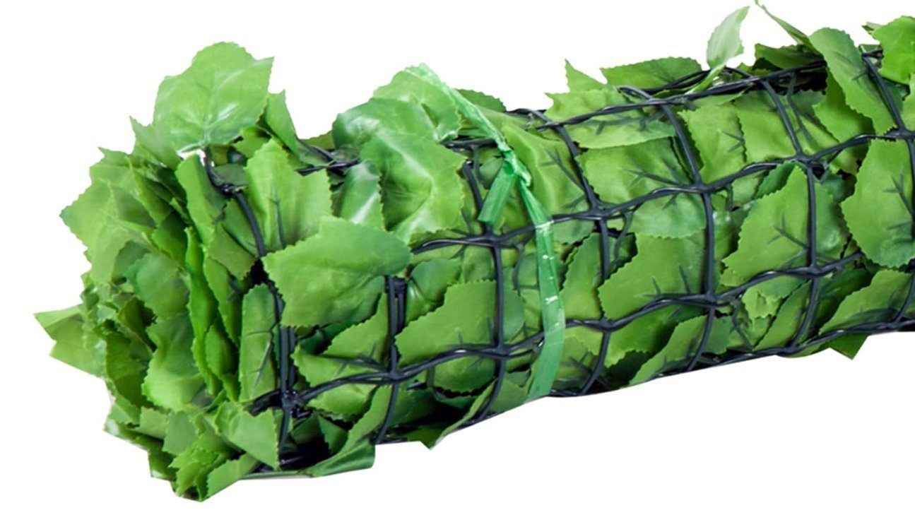 BlingBin Balkonsichtschutz Künstliche Hecke, Balkon, Blätter Sichtschutz 100x300cm (Efeu Blätter)
