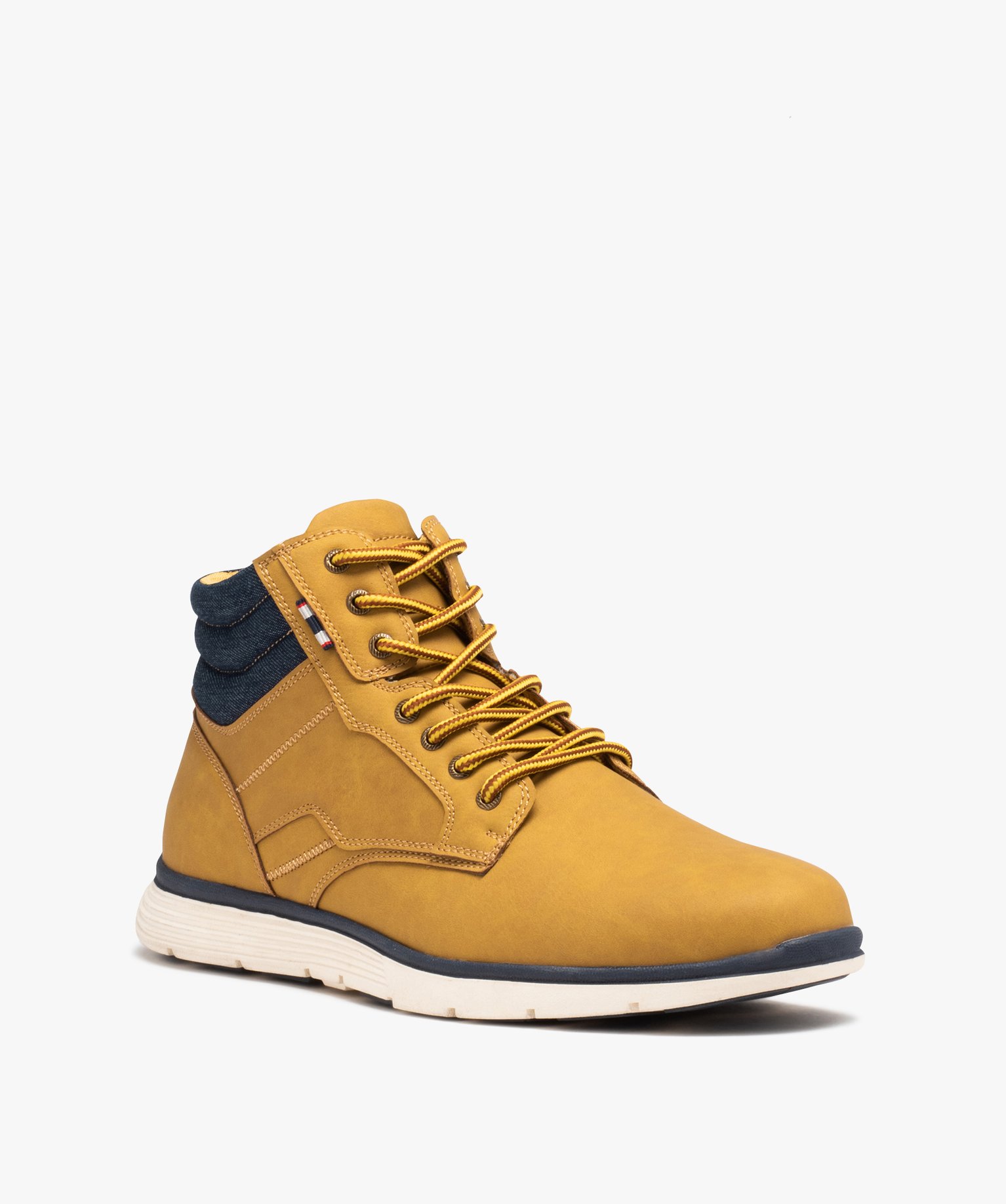 Baskets homme mid-cut avec col rembourré style denim camel | GEMO