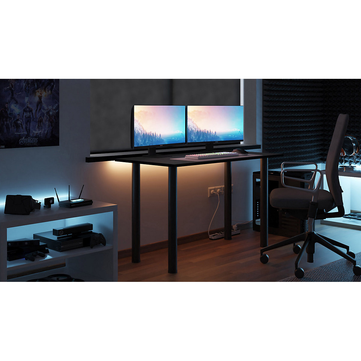Gaming Schreibtisch mit LED Beleuchtung onesize