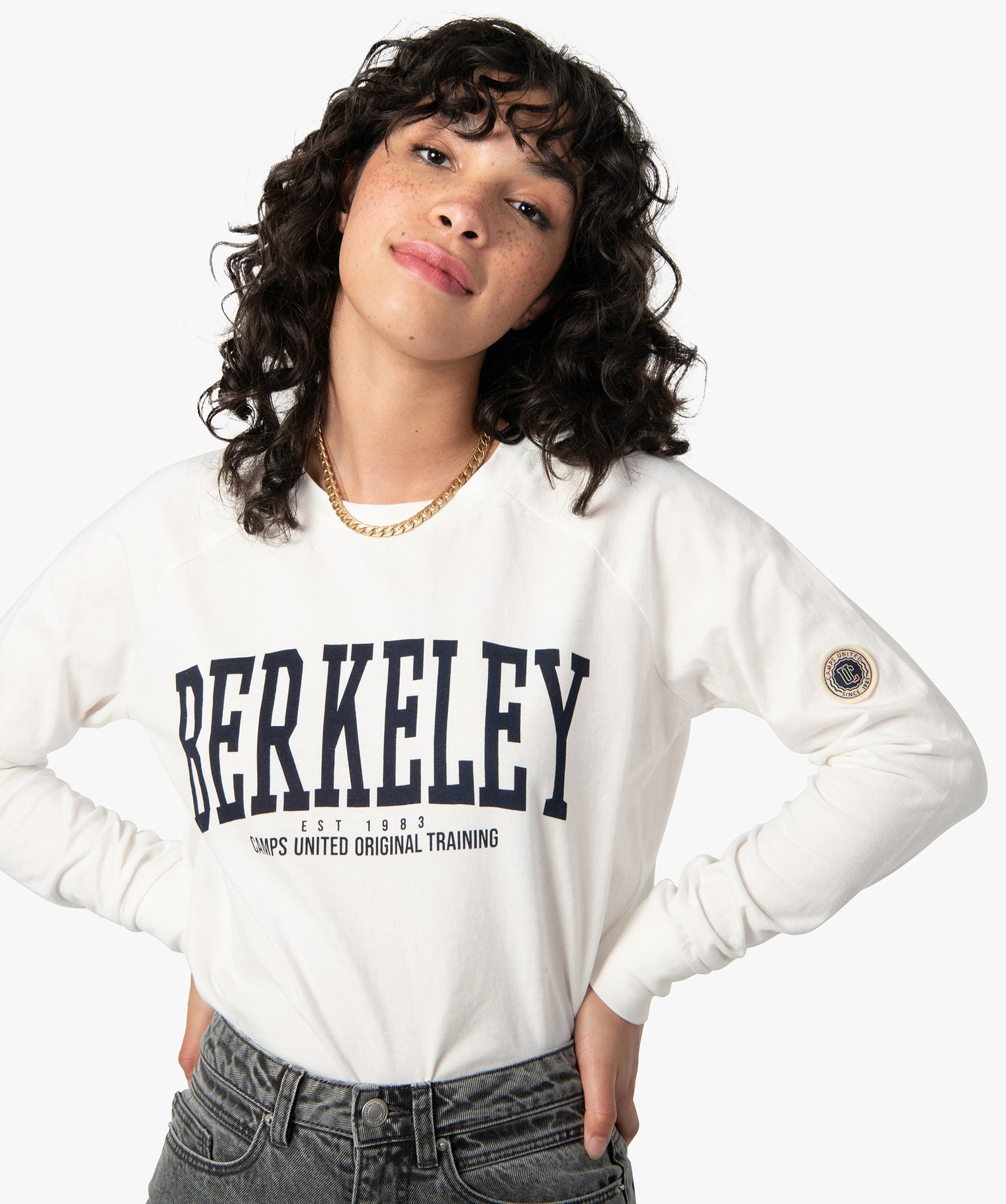 Tee-shirt femme à manches longues avec inscription – Camp... ecru | GEMO