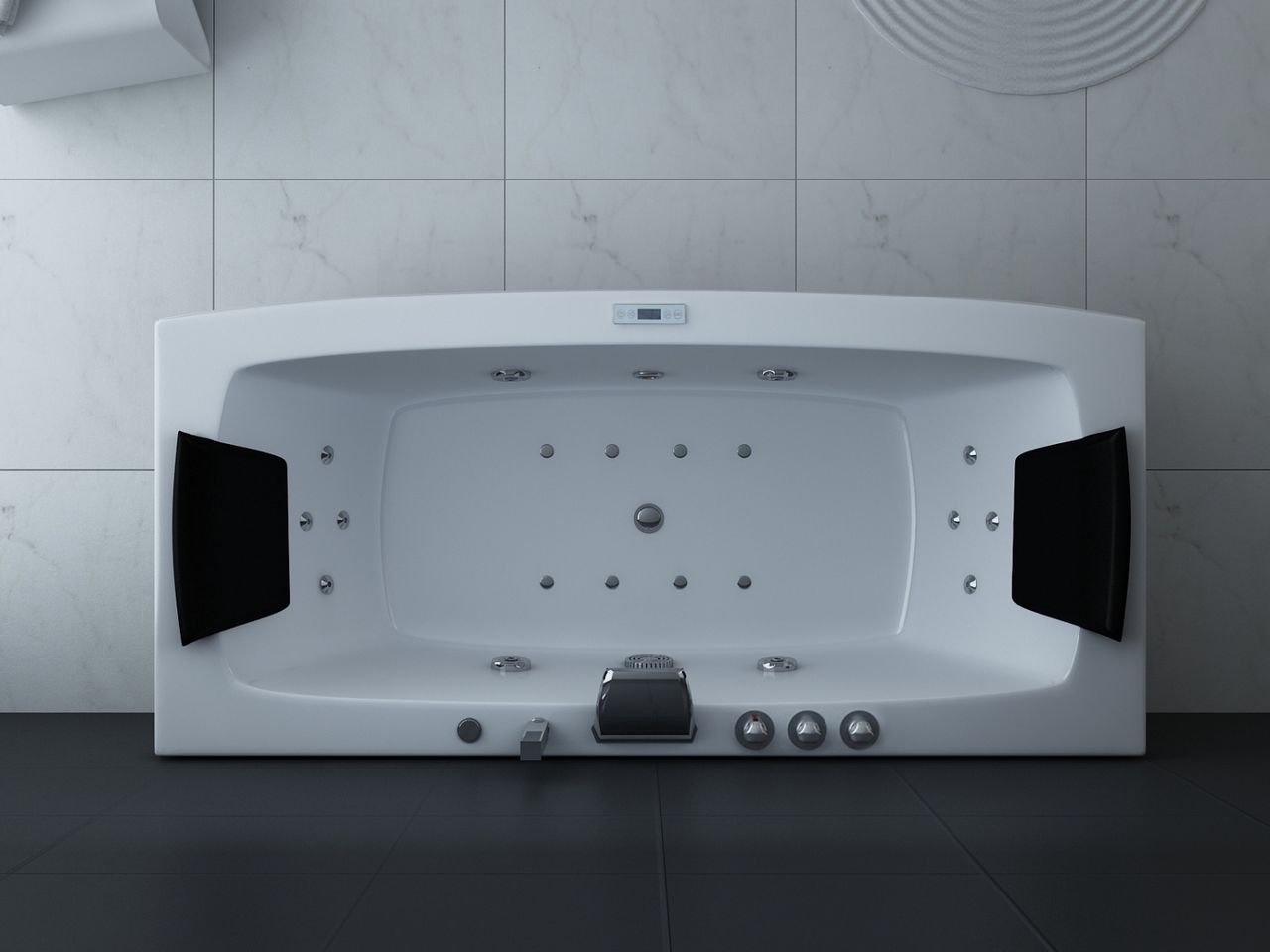 PureHaven Whirlpool 160x80 cm Heizung Reinigungsprogramm & Lichttherapie elegantes Design Bluetooth-fähiges Soundsystem