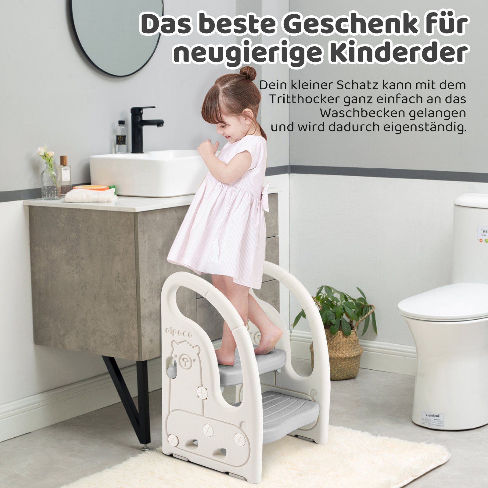 Onasti Baby-Toilettensitz Tritthocker Kinder, Höhenverstellbar Tritt-Schemel Kinderschemel Baby