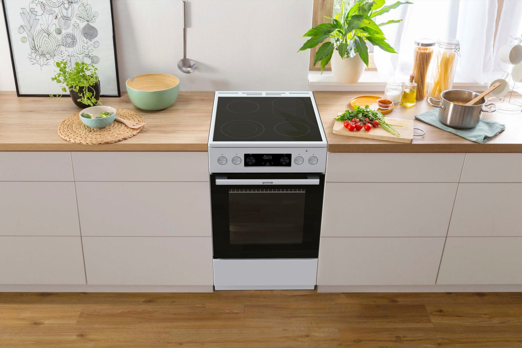 GORENJE Elektro-Standherd GECS5C, mit 2-fach-Teleskopauszug, Aqua Clean