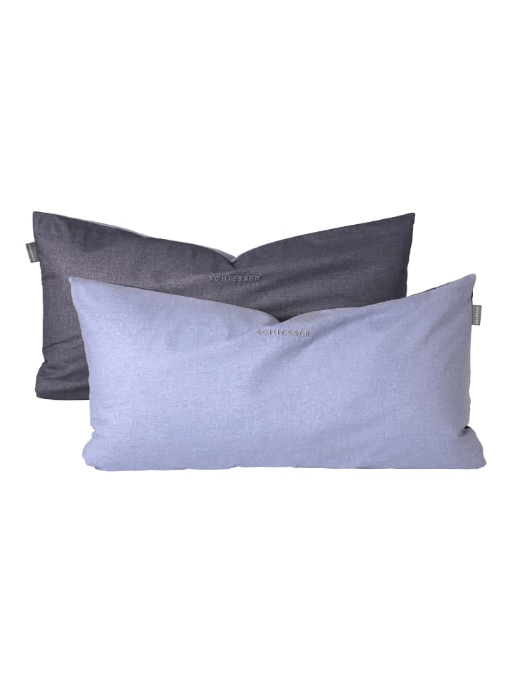 Schiesser 2er-Set: Renforcé-Kissenhüllen in Blau günstig kaufen 40 x 80 cm