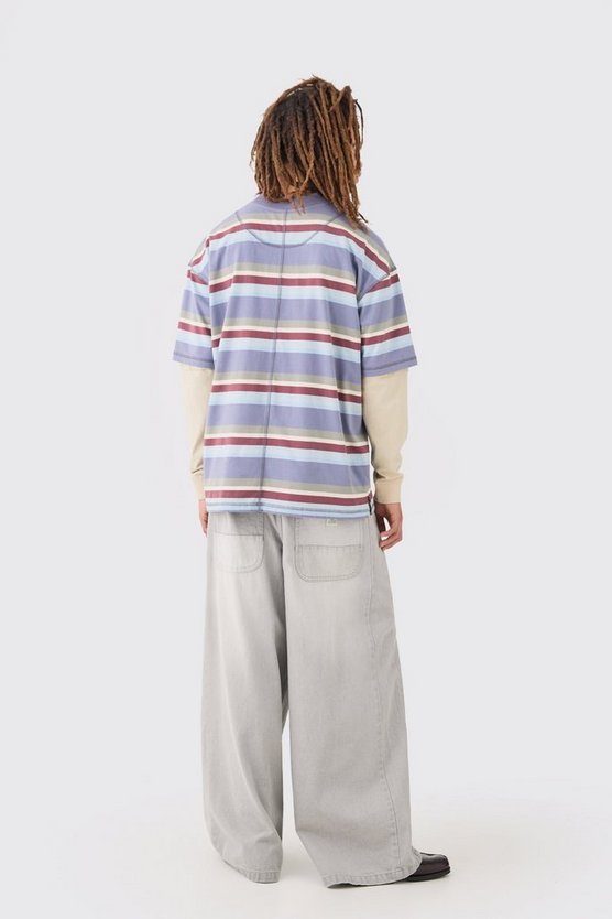 Jeans mit extrem weitem Bein in Eisgrau
