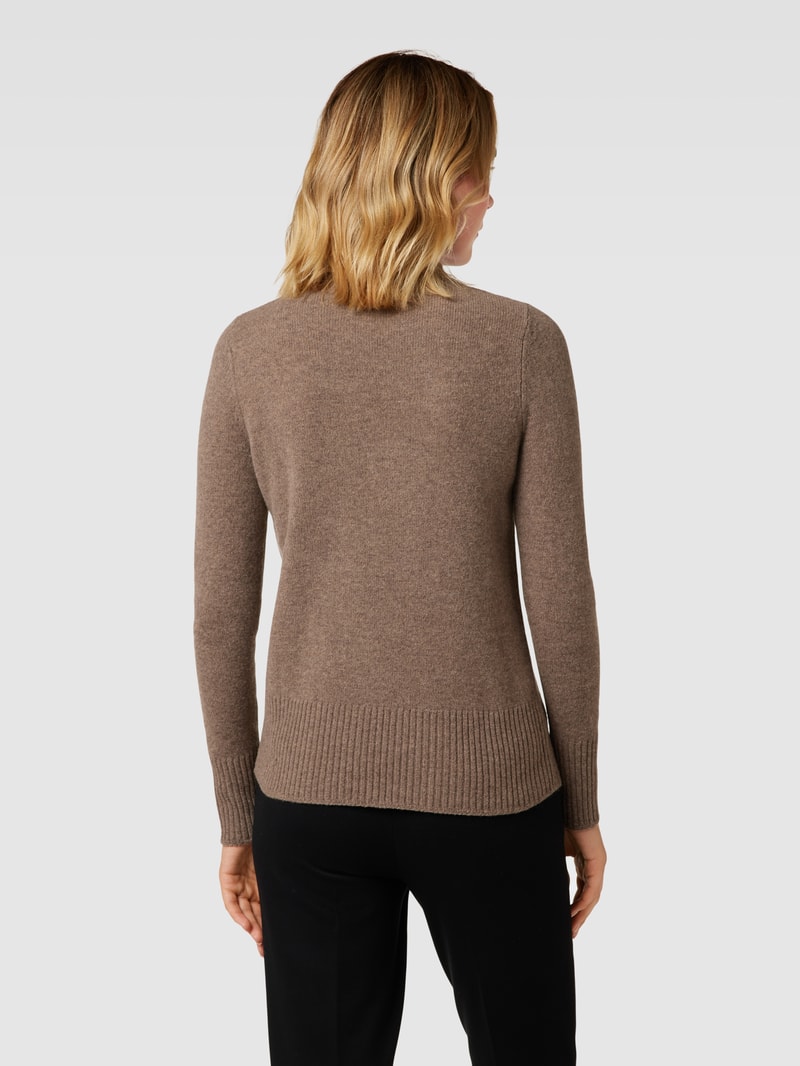 Strickpullover aus Wolle mit Stehkragen in haselnuss braun