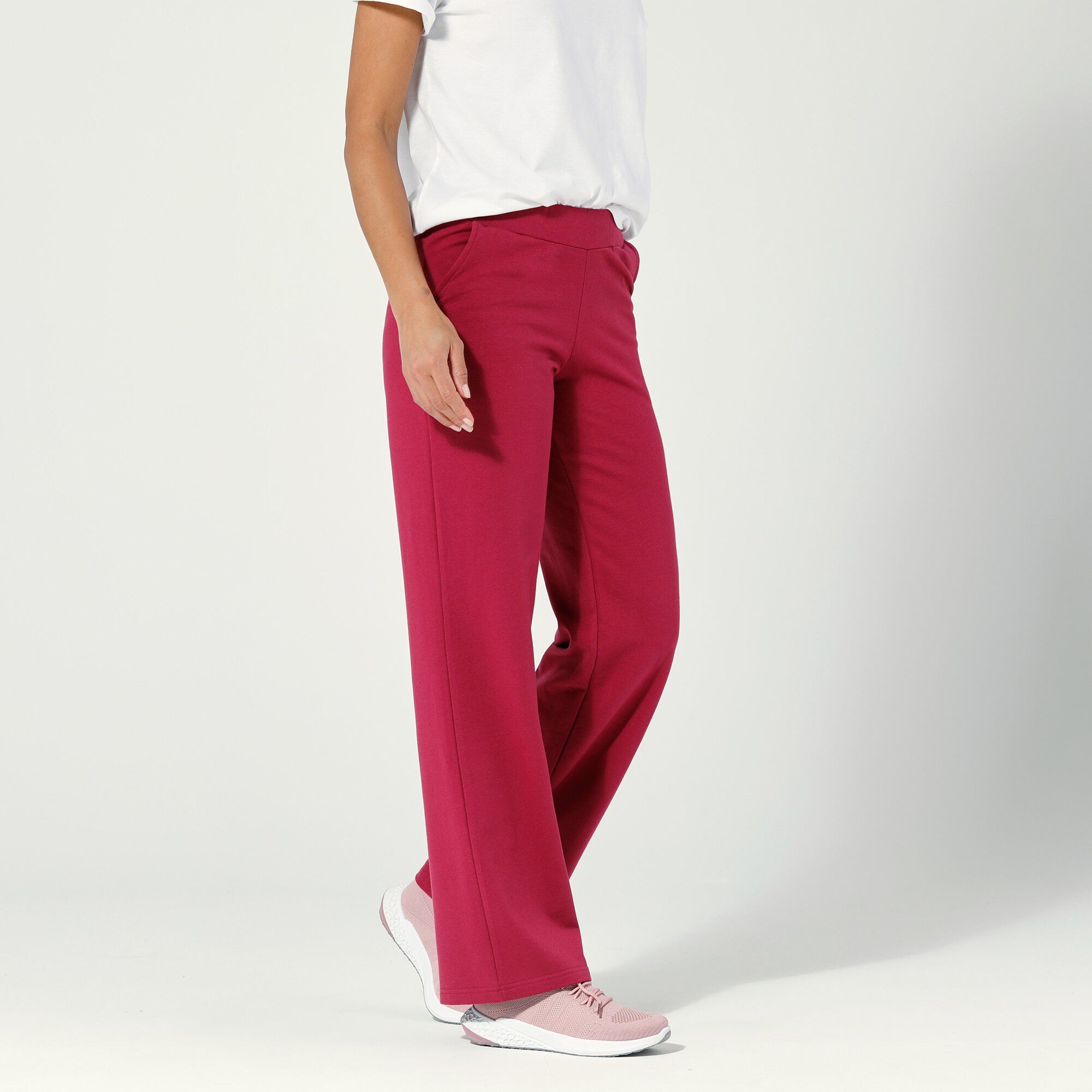 Pantalon coupe large molleton taille élastiquée