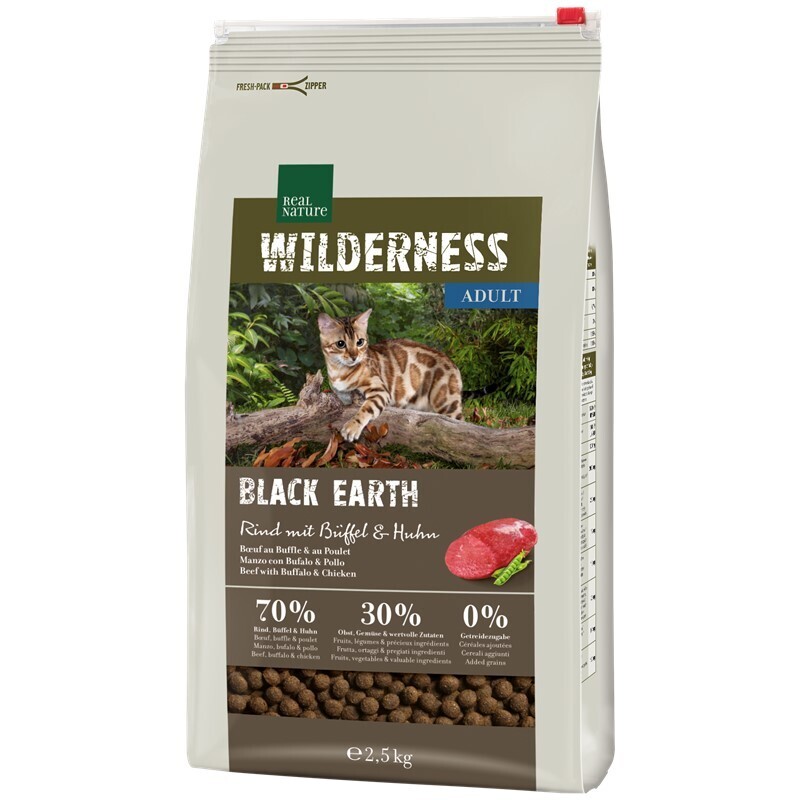REAL NATURE Trockenfutter REAL NATURE WILDERNESS Black Earth Adult Rind, Büffel & Huhn 2,5 kg