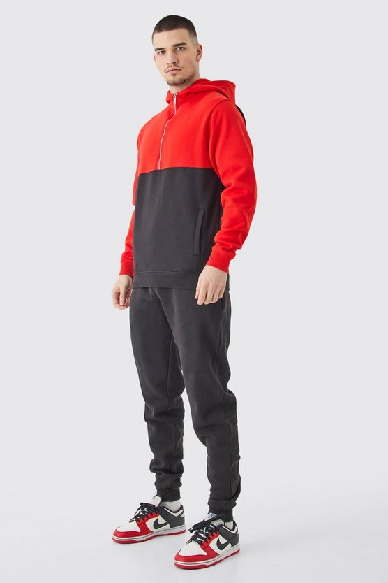 Tall Slim-Fit Colorblock Trainingsanzug mit Reißverschluss