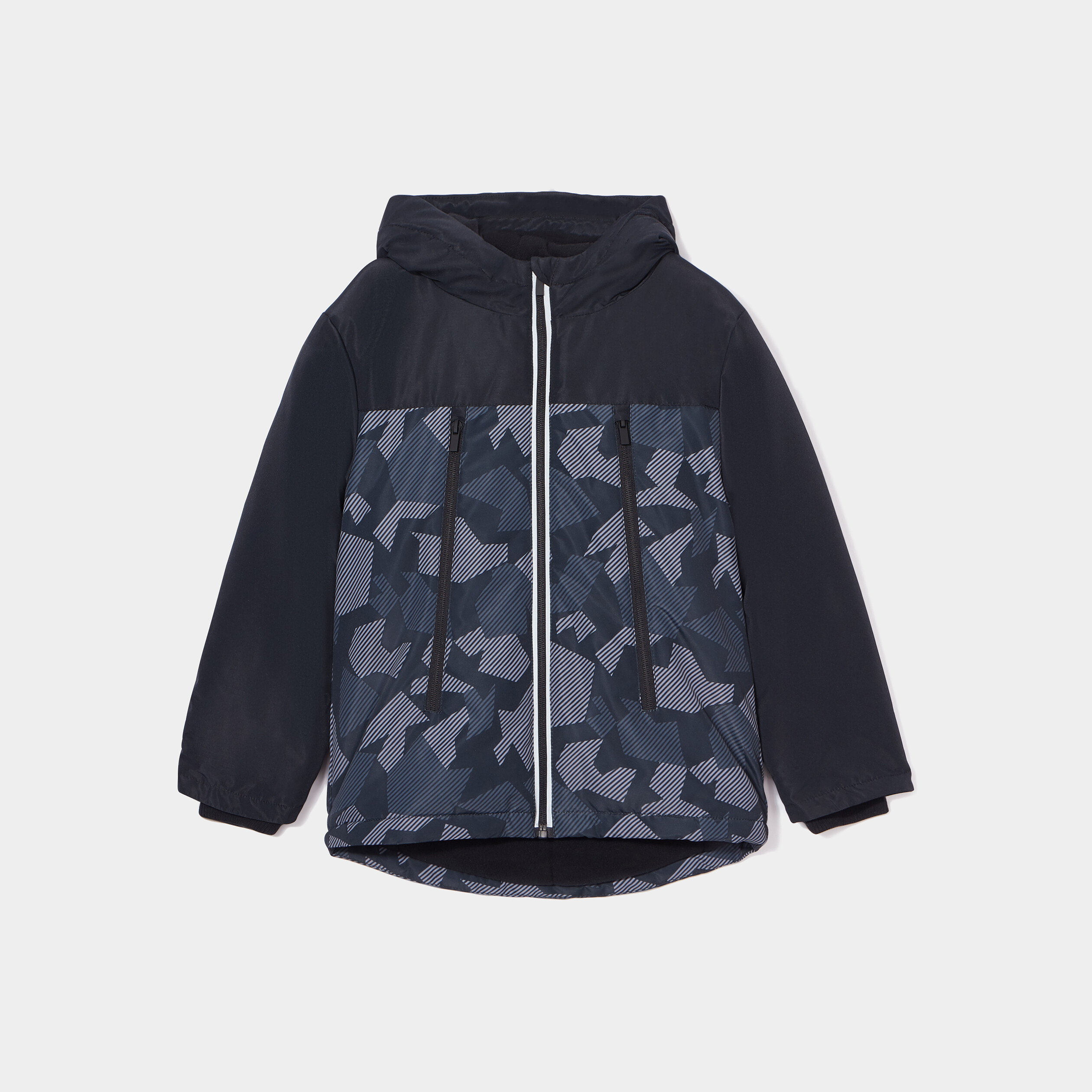 Manteau zippé à capuche noir garçon | La Halle