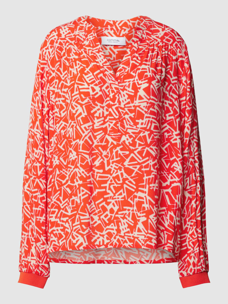 Bluse aus Viskose mit V-Ausschnitt in rot