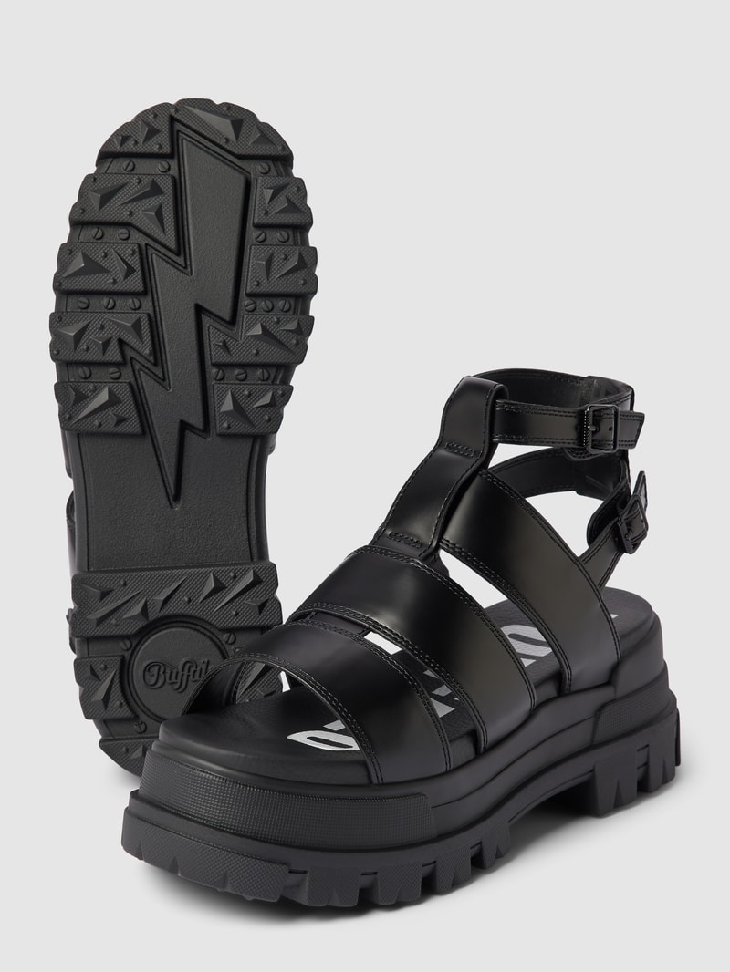 Sandalen mit Dornschließe Modell 'ASPHA' in schwarz