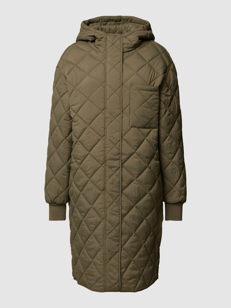 Steppmantel mit Kapuze in khaki