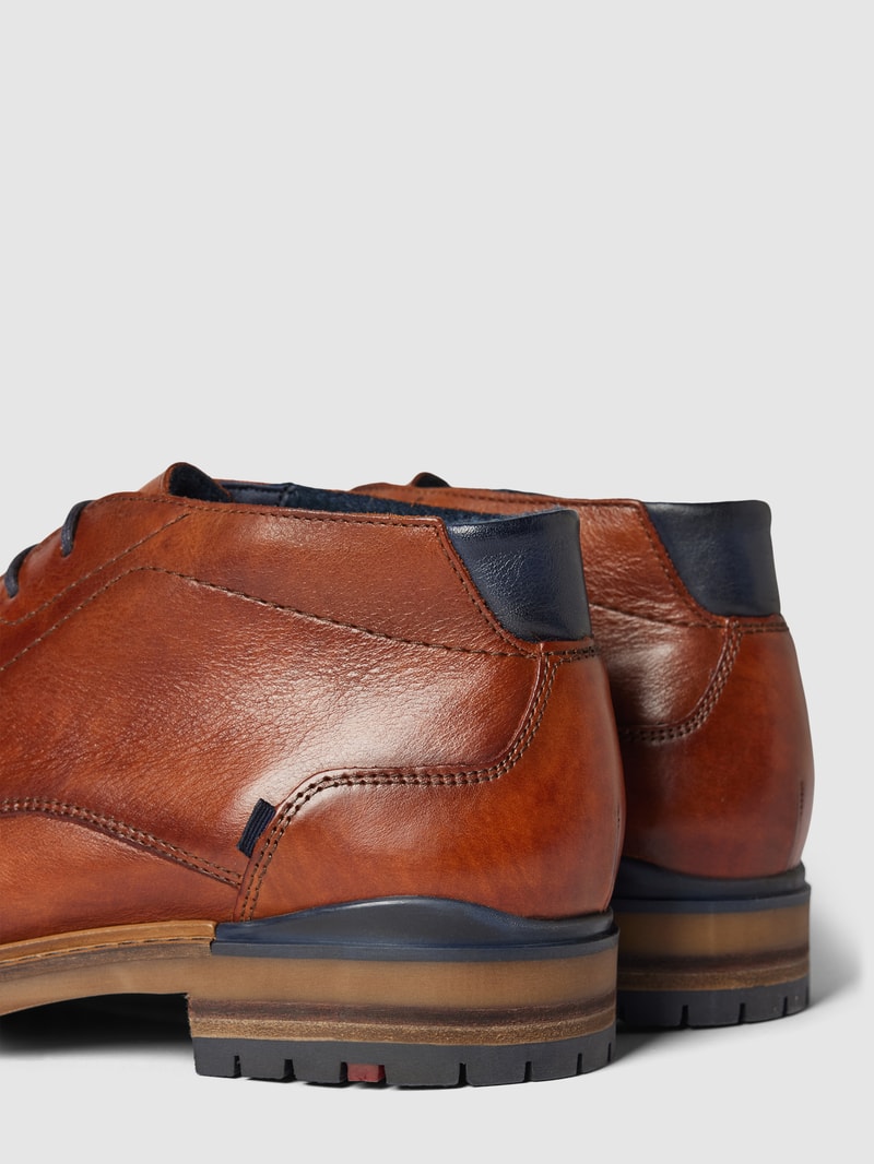 Schnürschuhe aus echtem Leder Modell 'HENGELO' in cognac