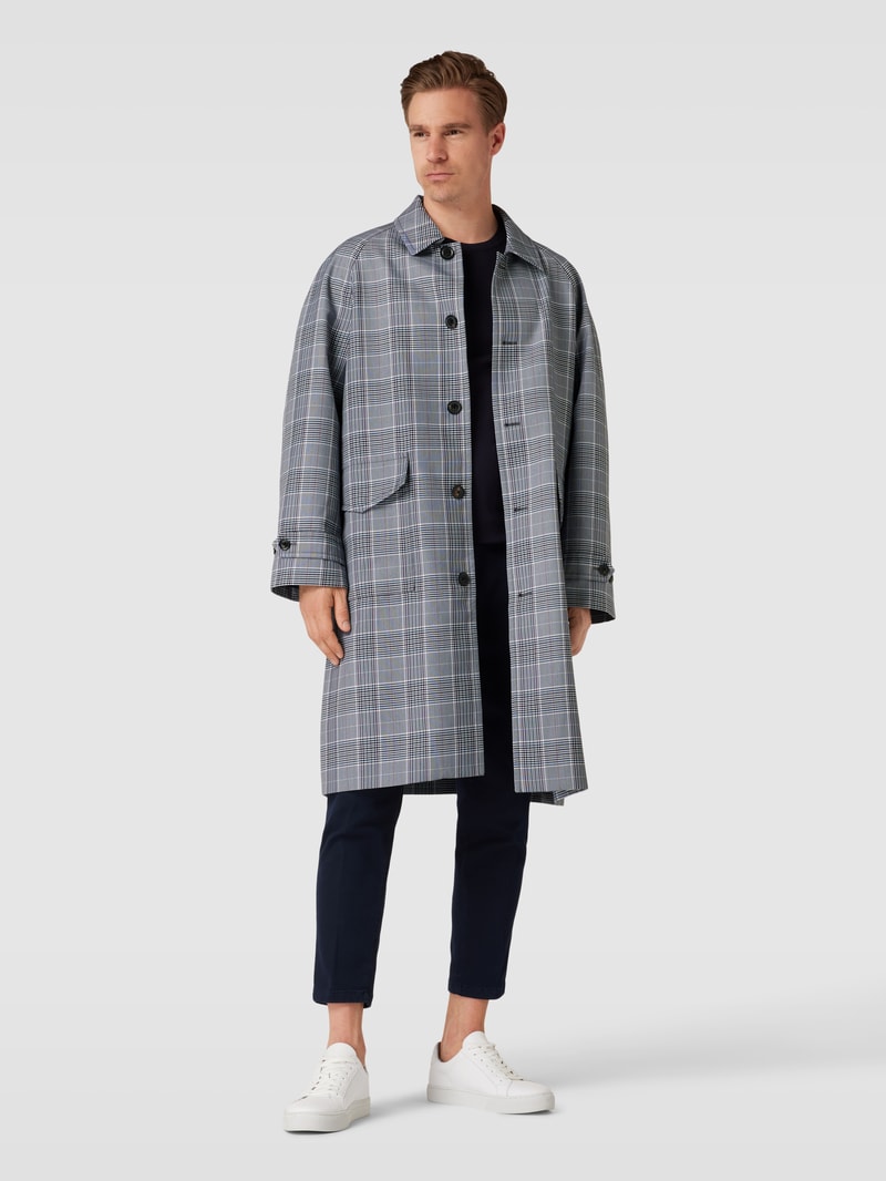 Mantel mit Glencheck-Muster Modell 'CARCOAT' in marineblau