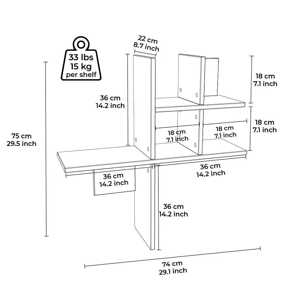 Minimadecor Wandregal Balance Weiß & Braun/Weiß 74 cm x 76cm x 23cm