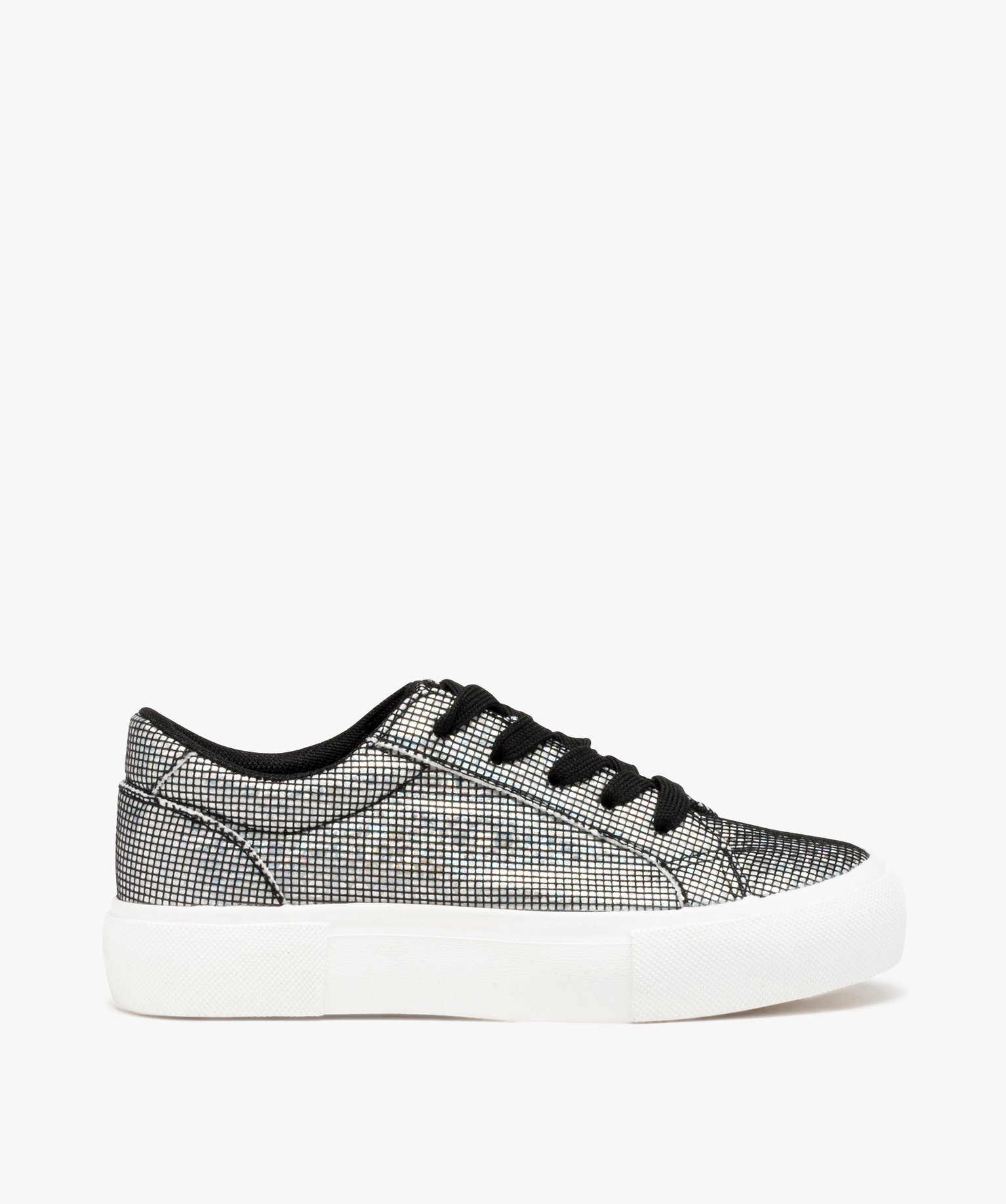 Baskets fille irisées à semelle compensée effet filet argent | GEMO