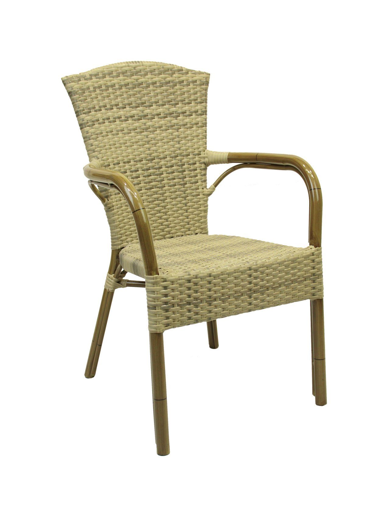 Konway Stapelstuhl COLOMBO (4 St), 4x KONWAY® COLOMBO Stapelsessel Elfenbein Polyrattan Sessel