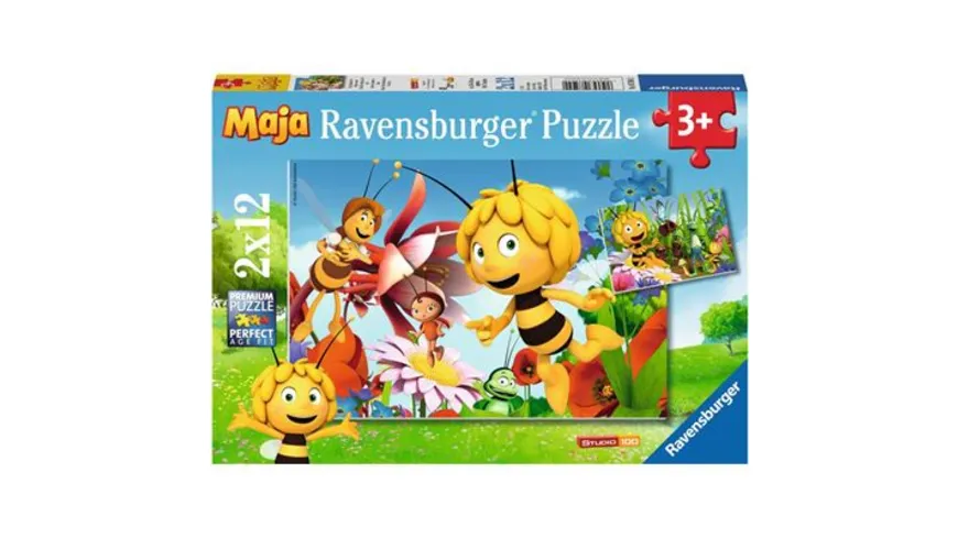 Ravensburger Puzzle - Biene Maja auf der Blumenwiese, 2x12 Teile