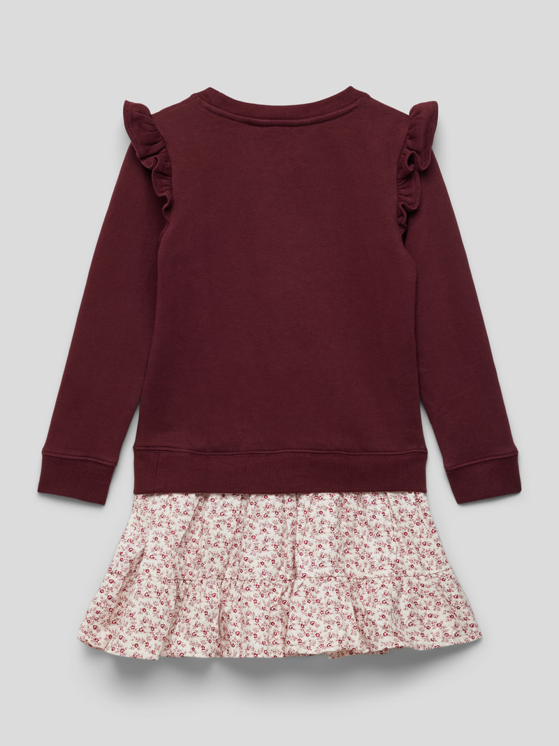 Minikleid mit Two-Tone-Machart in bordeaux rot