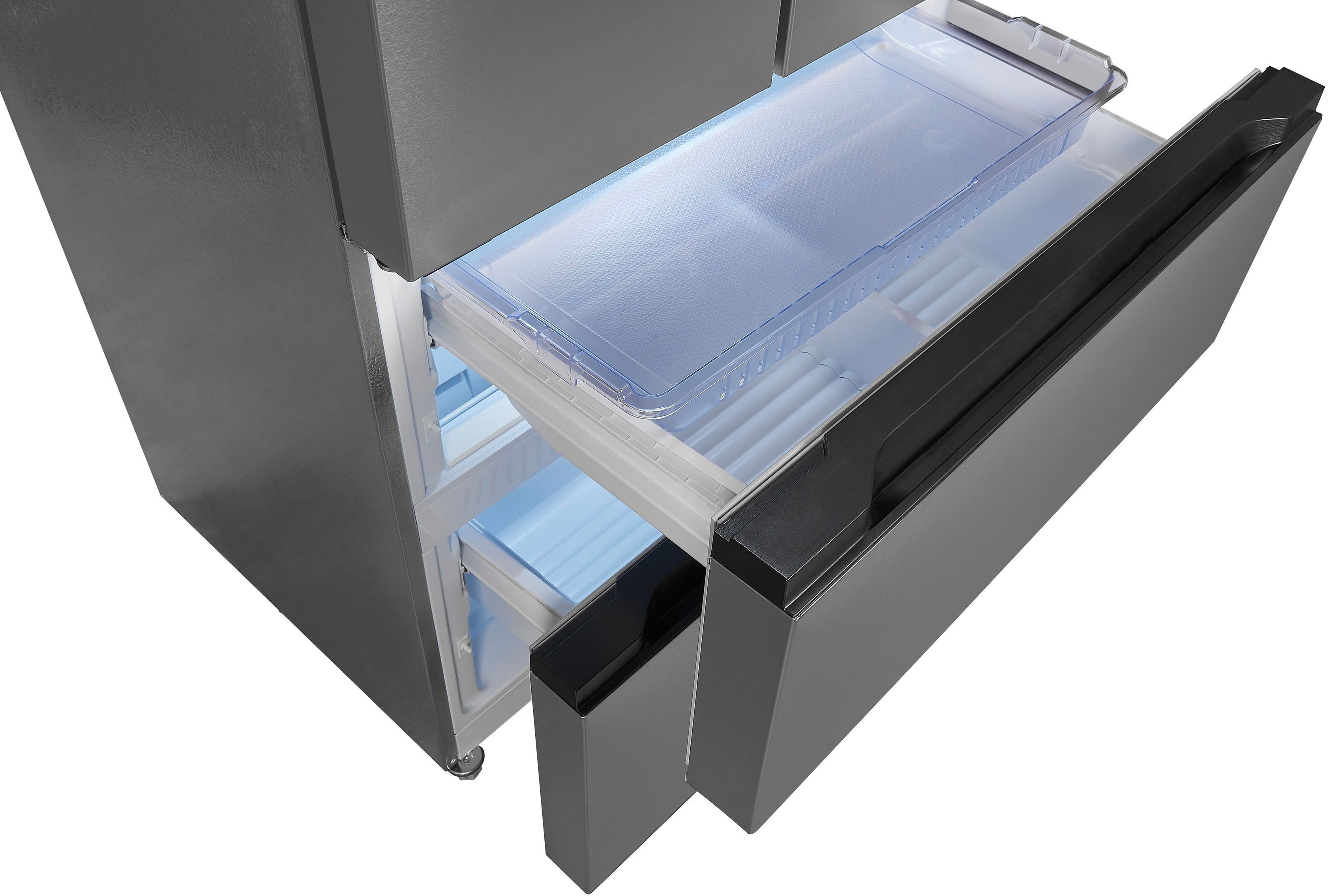 exquisit French Door FD490-160-WS-200E inoxlook, 183,0 cm hoch, 83,6 cm breit