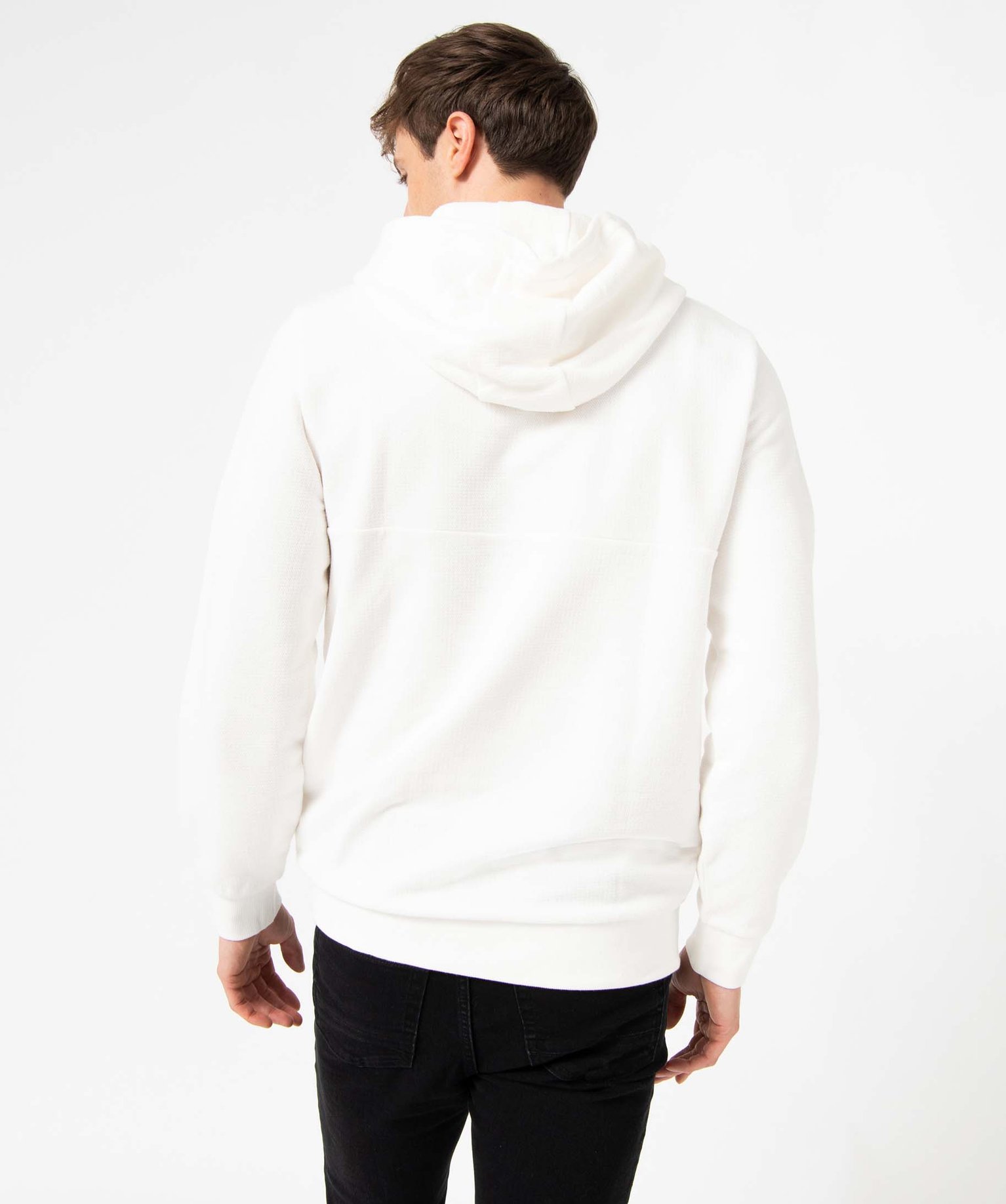 Sweat homme à capuche en coton piqué blanc | GEMO