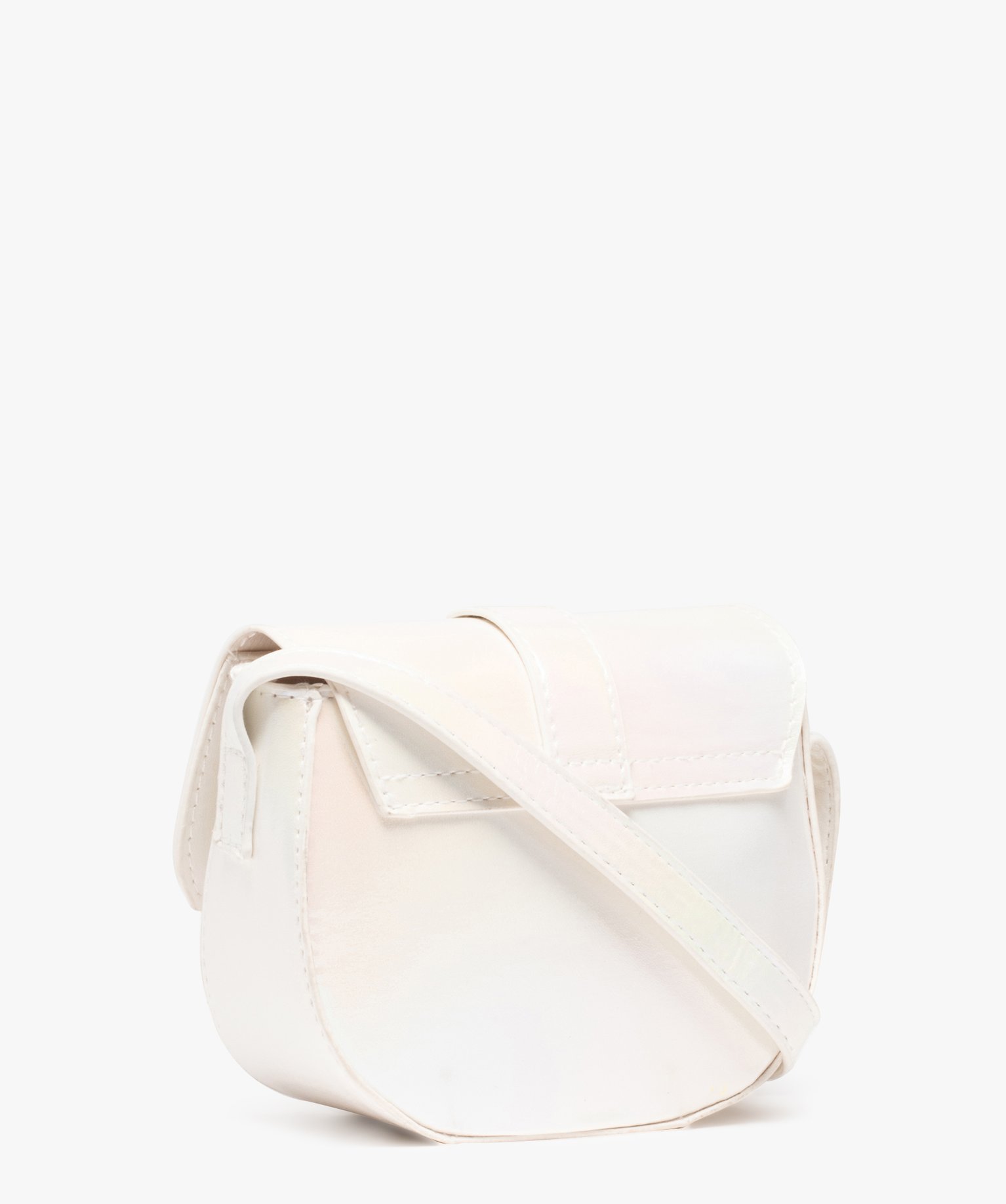 Sac fille avec rabat à boucle métallique blanc | GEMO