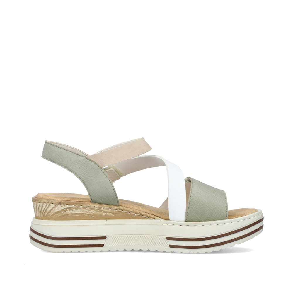 Rieker Damen Keilsandaletten mintgrün-weiß-beige