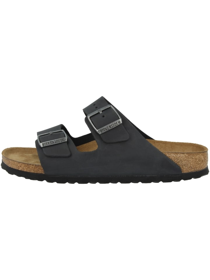 Birkenstock Sandale Arizona SFB Geöltes Nubukleder schmal in schwarz günstig kaufen