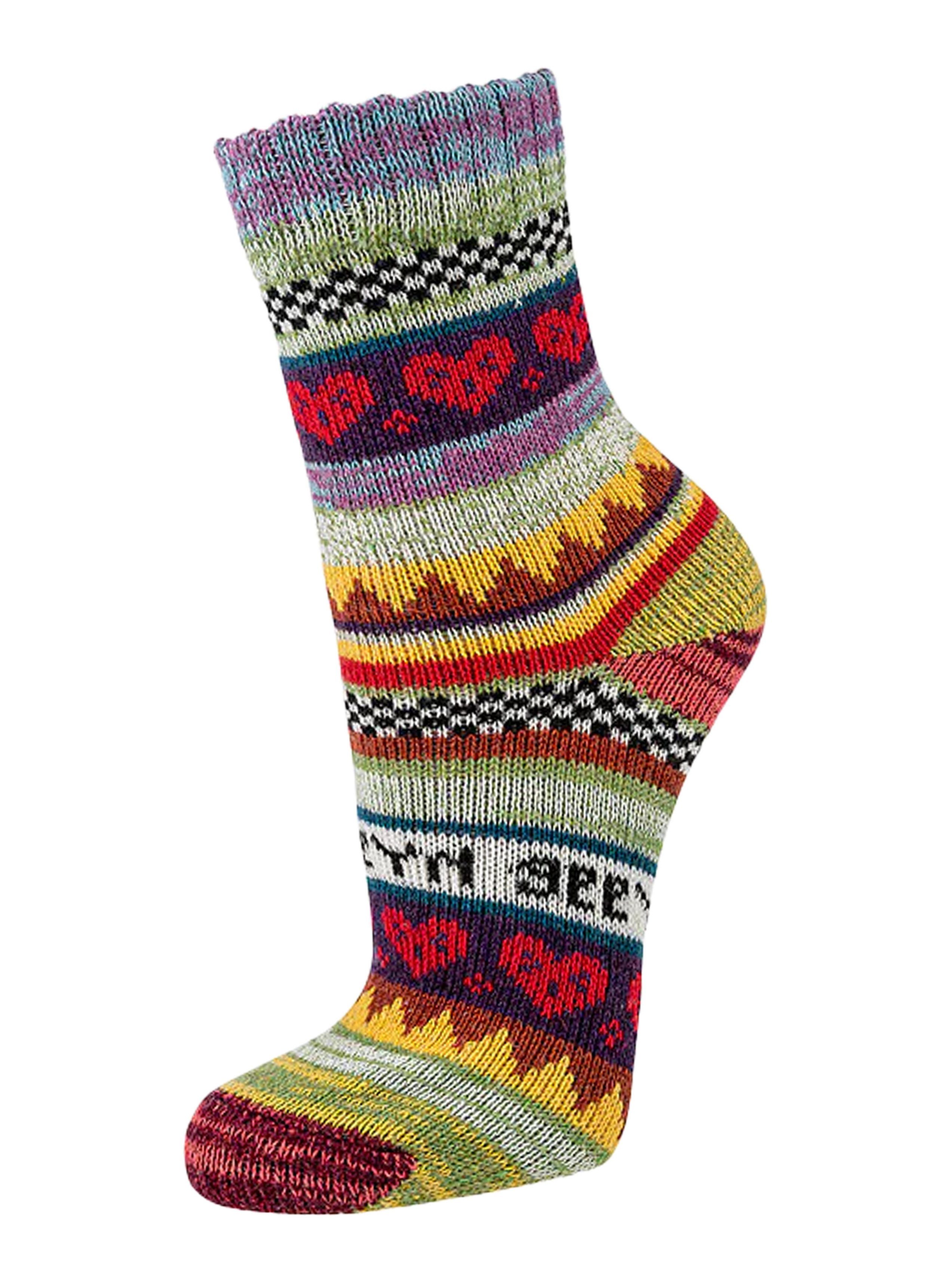 HomeOfSocks Socken Hygge Socken Für Herren Und Damen aus Baumwolle 3er Pack Baumwollsocken Mit Fröhlich Bunten Mustern Und Druckarmer Zehennaht