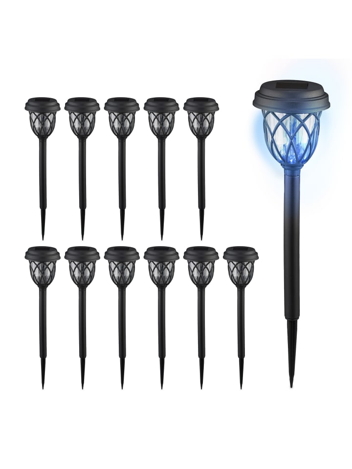 relaxdays 12 x Solarlampe in Schwarz/ Transparent günstig kaufen onesize